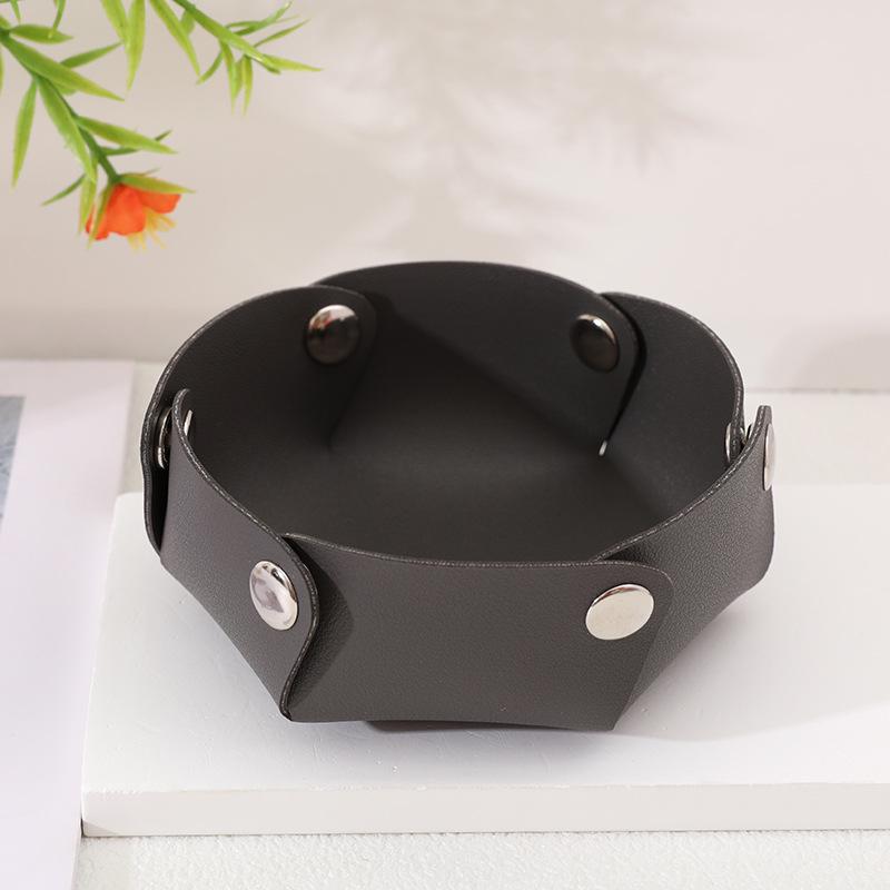 Compact PU Leather Foldable Tray: Entryway and Living Room Organizer for Keys and Jewelry