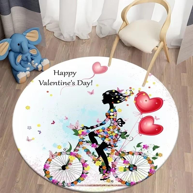 Butterfly Flower Fairy Girl Round Carpet Living Room Rugs Soft Doormat for Children's Room Playroom Decor Kitchen Bath Floor Mat