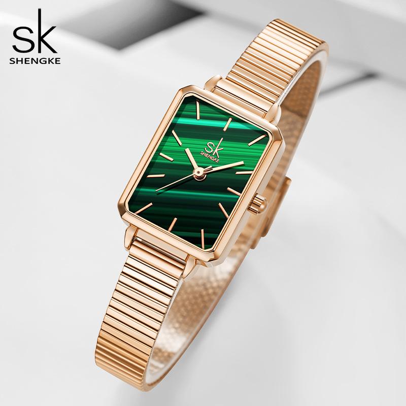 Watch Female Niche Premium Sense Square Watch Axiannu Green Watch Bamboo Strap Guangzhou Watch Watch 0177