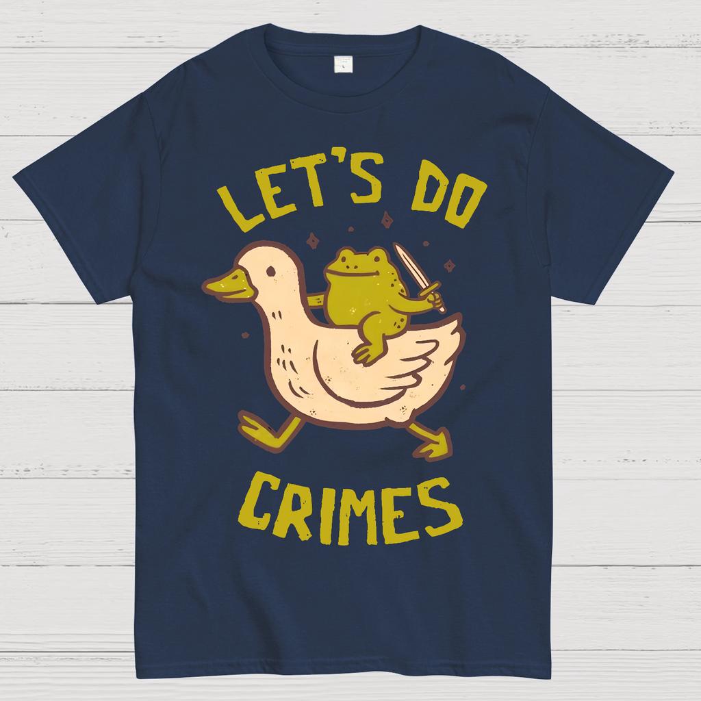 Let's Do Crimes Geek T-Shirt Y2K Printed Short-sleeved Casual Loose T-shirt Round-neck Cotton Sportswear Unisex