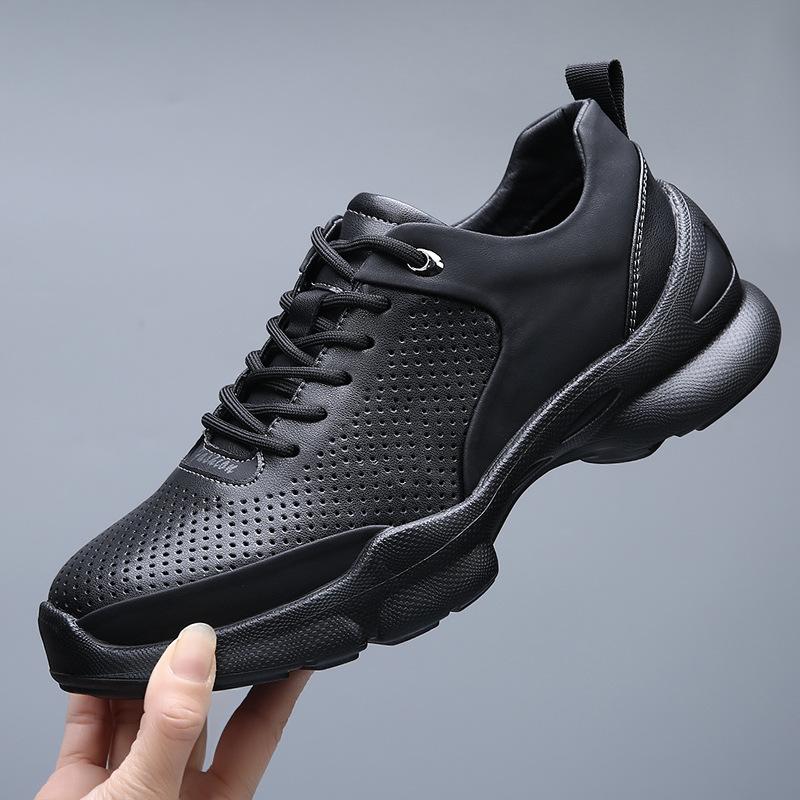 

Spring and summer outdoor men s shoes breathable leather walking non-slip wear-resistant lightweight hollow casual mountaineering sports running shoes 44