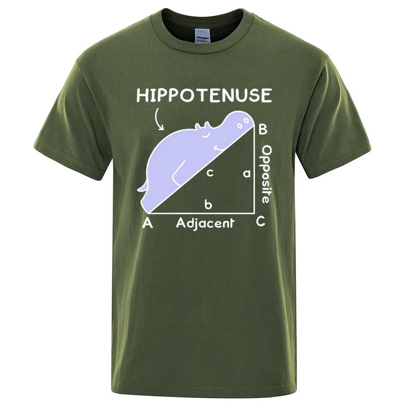 Hippo Sleeping On Math Problem Print Unisex Tshirts Summer Breathable ONeck Short Sleeve Haruku Loose Tshirt Cotton Tops