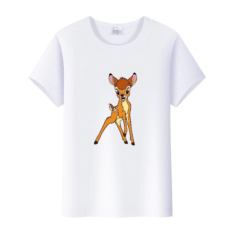 Vintage Plus Size Clothes Y2K Tshirt Kawaii Tops Cartoon Bambi Graphic T-shirt Summer Blouses White Tees Unisex