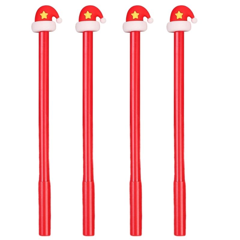4Pcs Christmas Cartoon Gel Pen Funny Writing Pen Office Supplies for Student Game Reward Christmas Party Supplies