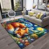 Starry Night Fox Rug: Transform Your Living Room with Artistic Elegance | Unique Home Decor | Animal Themed Carpets