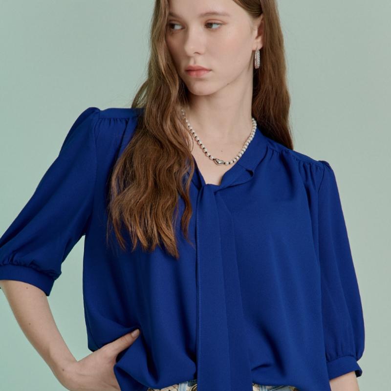 Maxza Ribbon Tie Shirring Chiffon 7 8 Blouse Zd07qb600on