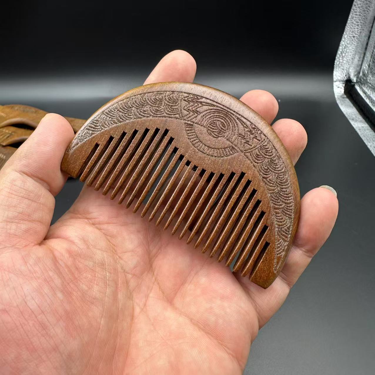

Handcrafted Wooden Half Moon Comb Natural Wood Material Ergonomic Design Fine Teeth for Gentle Hair Care and Styling Daily Use One Size