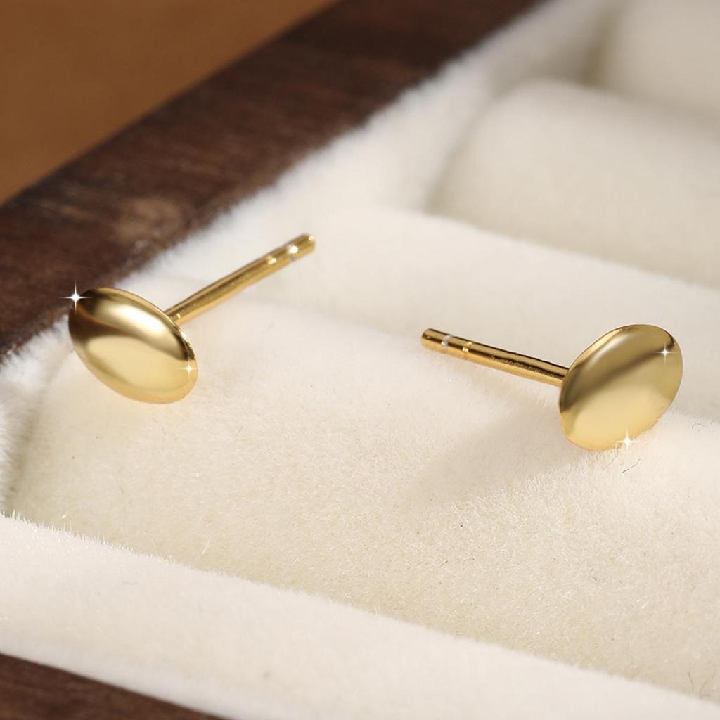 Exquisite Geometric Oval Light Gold S925 Sterling Silver Stud Earrings for Women