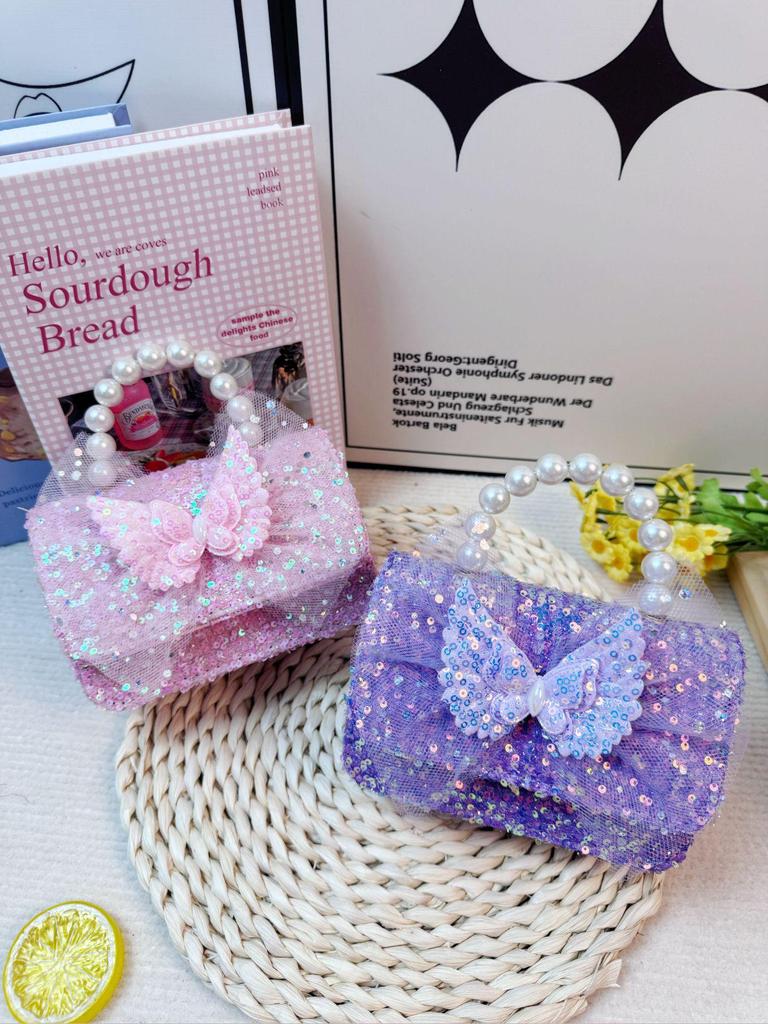 Butterfly Pearl Princess Crossbody Bag for Girls