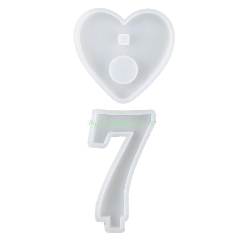 24TE DIY Numbers Candlestick Silicone Mold Heart Holder Gypsum Resin Mold Handmade Epoxy Resin Casting Home Decor