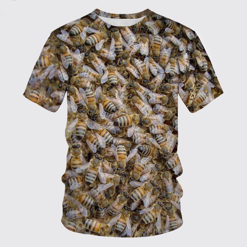 Funny Honey Bee Graphics T-Shirts Summer Fashion Short Sleeve Animal 3D Printed Loose Casual Harajuku Men's T-shirts