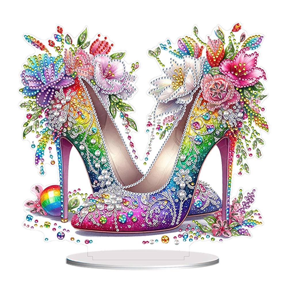 Acrylic Special Shape High Heels Desktop Diamond Art Kits Rhinestones Desktop Ornaments 5D DIY Diamond Art Tabletop Decorations