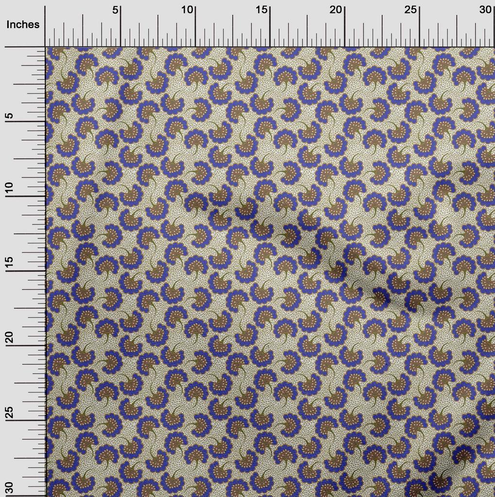 oneOone Cotton Flex Indigo Blue Fabric Asian Japanese Floral DIY Clothing Quilting Fabric Print Fabric by Yard 40 Inch