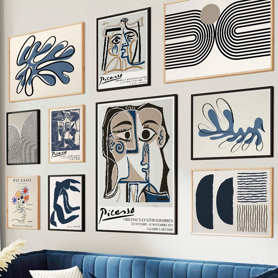 Abstract Picasso Vintage Posters And Prints Line Face Rainbow Leaves Wall Art Canvas Painting Pictures Living Room Home Decor