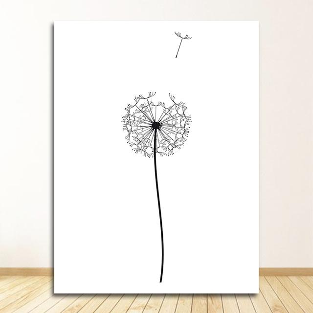Wall Art Canvas Abstract Painting Picture Nordic Dandelion Flower S and Prints Living Room Scandinavian Black and White