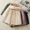Women's Summer Loose-Fit High-Waisted Cotton-Linen Shorts with Elastic Waistband: Korean-Style Slimming Wide-Leg Pants
