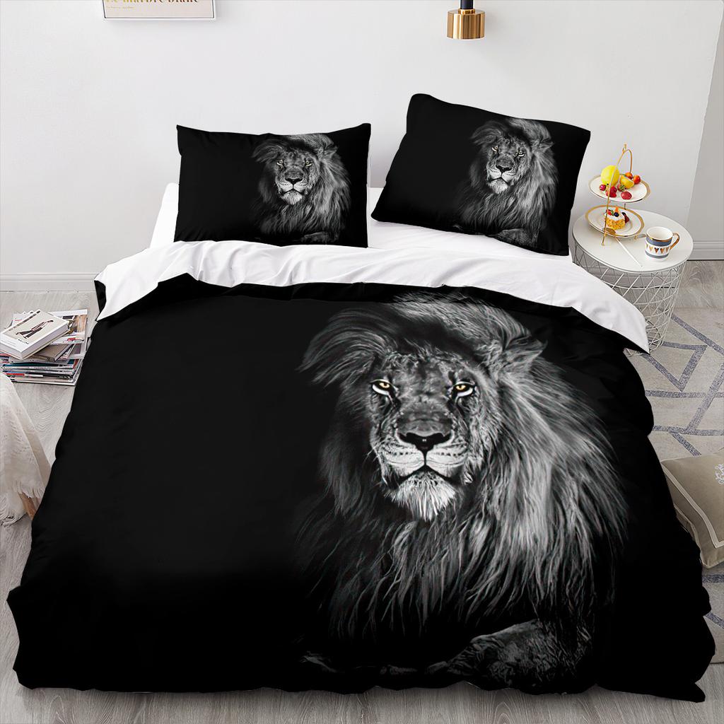 Animal Lion Bedding Set Cool Animal Bed Linen Home Decor Single Double Twin Size For Boys Girls Kids Adults Lion Duvet Cover Set
