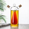 Double-layer Glass Oil Jug 2-in-1 Oil Vinegar Bottle Home Creative Double-mouth Cork Shaped Glass Oil Jug Kitchen Seasoning Tool