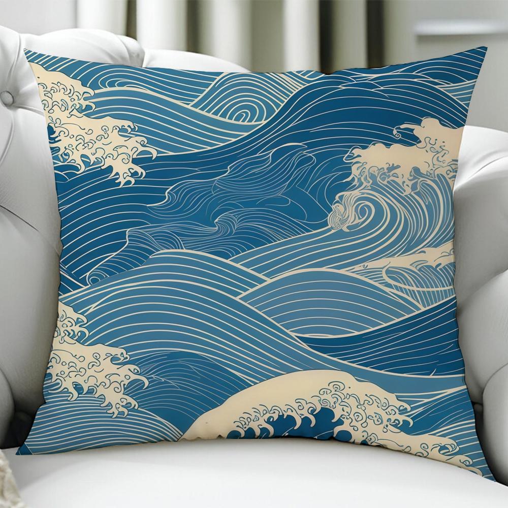 Japan The Great Wave KKanagawa Cushion Cover Birthday Anniversary Gifts Double Sided Printed Zipper Cushion Cover