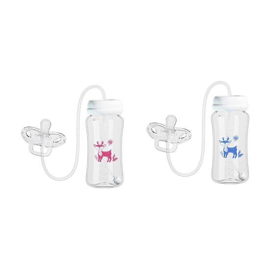 Säker babyflaska med läckagesäker napp/sugrör Anti-kolikventil Babyflaska 300 ml Bredhalsad PP-matningsflaska för spädbarn Bärbar Rese-nödvändighet