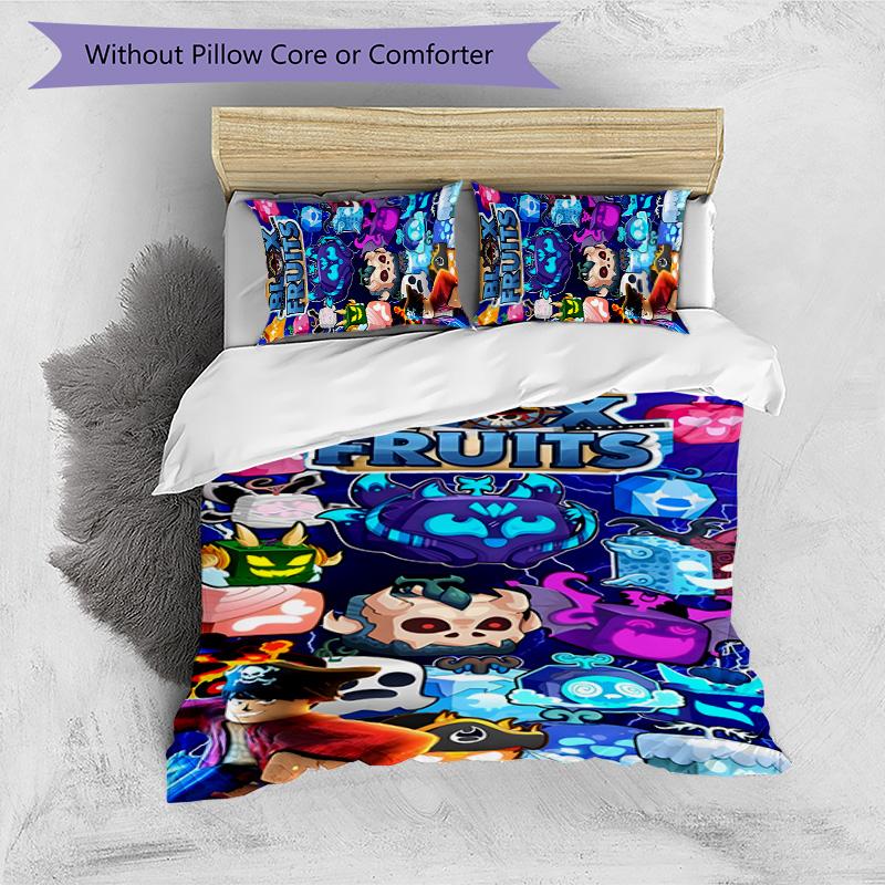 Blox Fruit 3pcs Bedding Set Duvet Cover Closure Includes 1 Duvet Cover & 2 Pillowcases for All Seasons Bedroom Home Dorm Decor