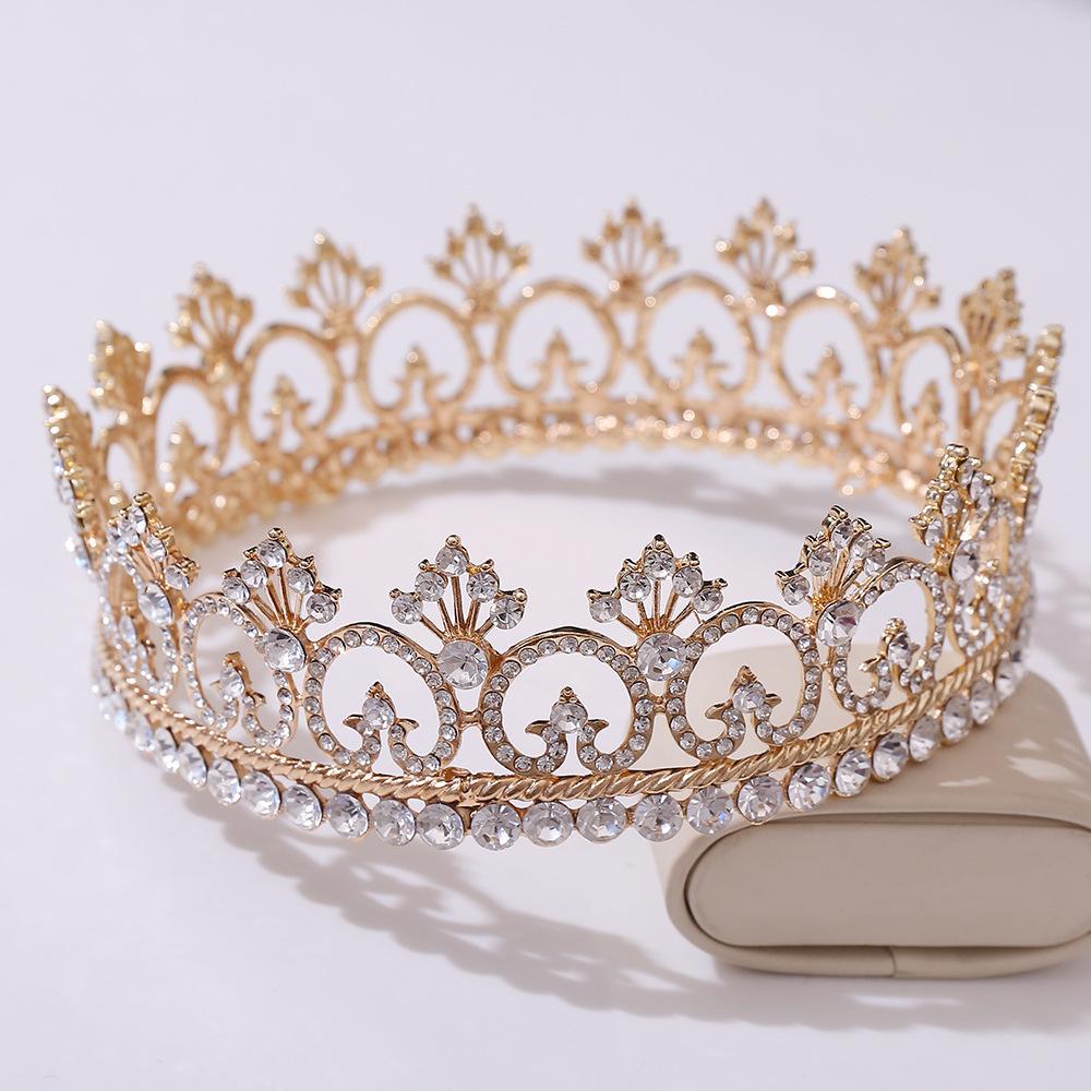 Men's Headwear Prince Crown Beauty Pageant Rhinestone Queen Bar Performance Unisex Round Crown