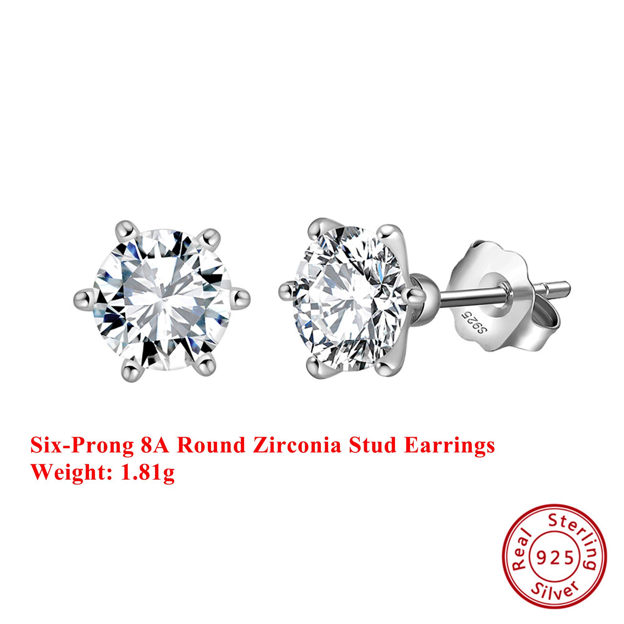 

Effie Queen 925 Pure Silver 14k Gold Six-Prong Round Zirconia Stud Earrings 0.5/1/2/3/4CT Women, Men Jewelry Ear Drop Gift LZE07 0.5CT серебряный