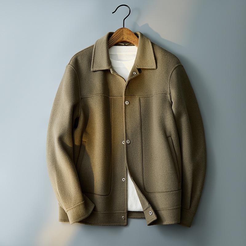 

Handmade double-sided tweed jacket men s autumn and winter new men s clothing trendy brand casual lapel wool coat M армія зелений колір