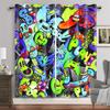Animated Gamepad Switch Drapes designed for Boys Bedroom Space Graffiti Words Video Games Window Drapes Game Players Living Room Decoration
