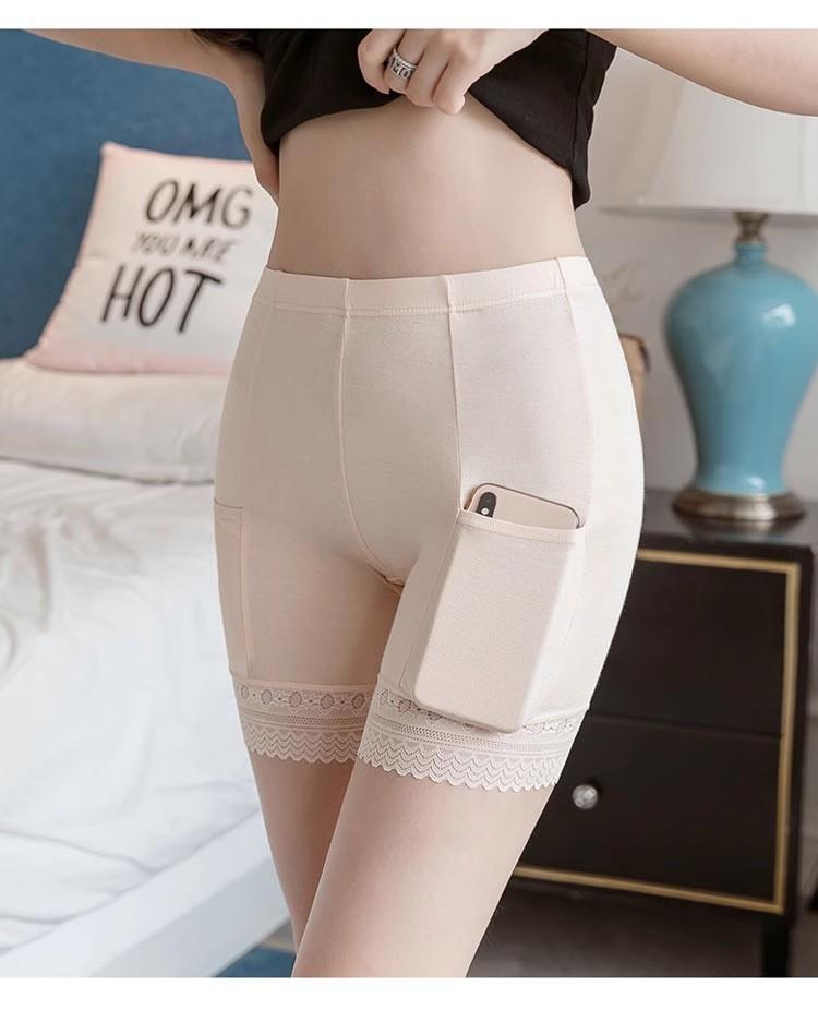 Čipkované bezpečnostné krátke nohavice Ženy Letná bezšvová spodná bielizeň s vreckom Dámske šortky Nohavičky s vysokým pásom Dámske spodky Spodná bielizeň