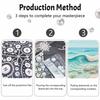 Frameless Pearl Painting DIY Kit Ocean Wave and Sea Stones 3D Sparkling Bead Canvas Relaxing Creative Craft for Art Lovers
