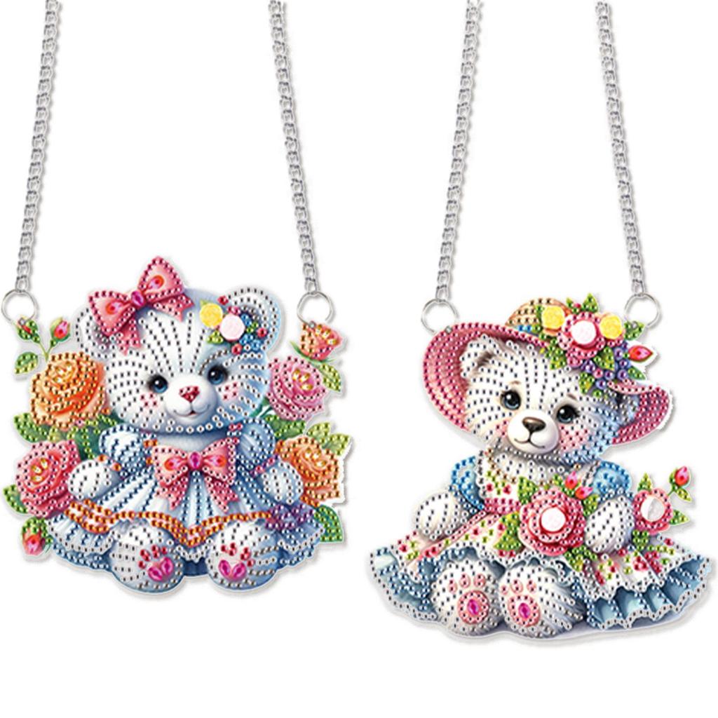 2 Stück Tier 5D DIY Diamantmalerei Punkte Anhänger Strass Diamantkunst Fensteranhänger für Fensterdekoration