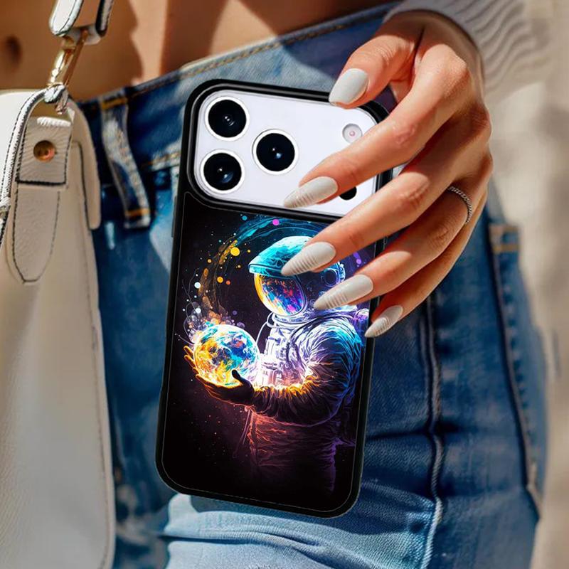 Space Moon Astronaut Phone Case For iPhone 17 Air 14 15 13 12 Max Cover For Apple 16e 11 Pro Max Plus Coque