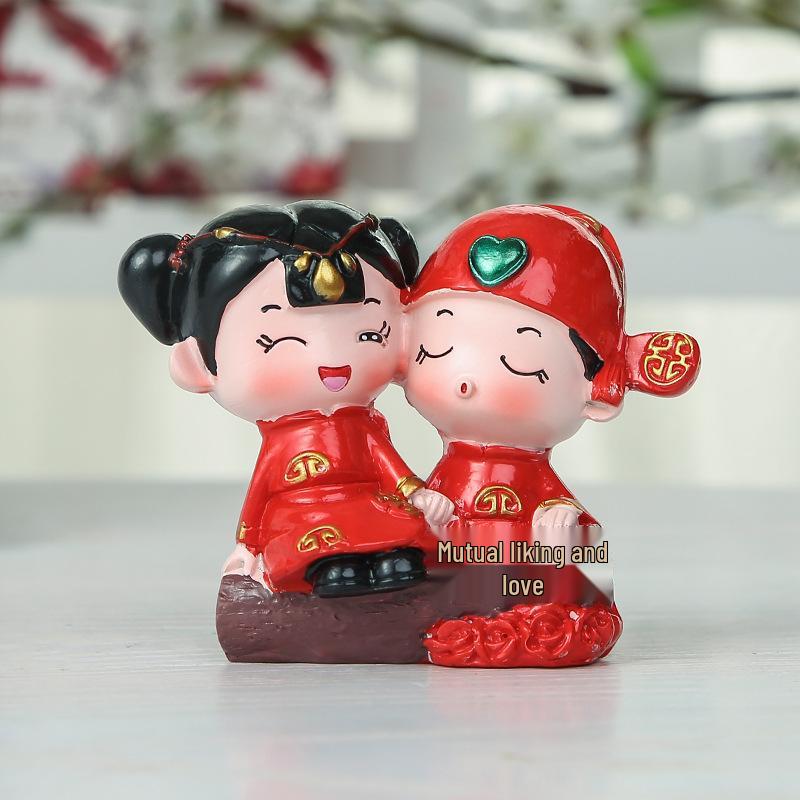 Century of Harmony Resin Wedding Dolls: Handmade Home Decor for Living Room