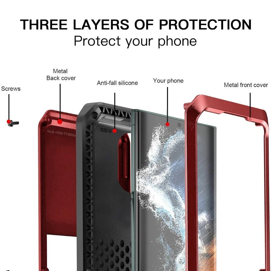 Luxus Robuste Tank Metallhülle für Samsung S26 S25 Edge S24 S23 S22 S21 Plus S20 Ultra Stoßfeste Rüstung Kratzfeste Abdeckung