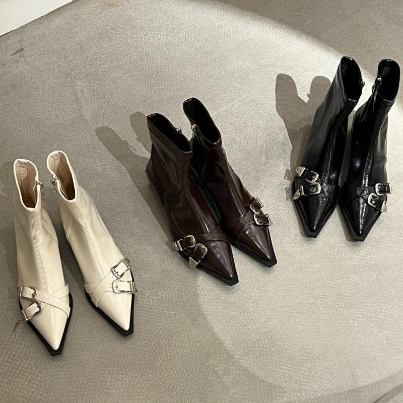 Pointed Short Boots Women's Autumn New Elastic Chelsea Thin Boots High-end Small Ankle Boots