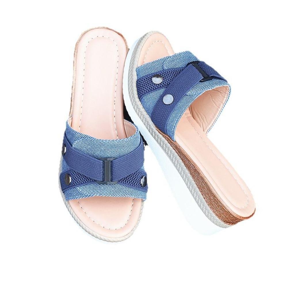 Fashion Women Slippers 2025 Summer New Fashion Elegant Cloth Shoes for Women Wedge Peep Toe Platform Slippers Ladies Zapatos De Mujer