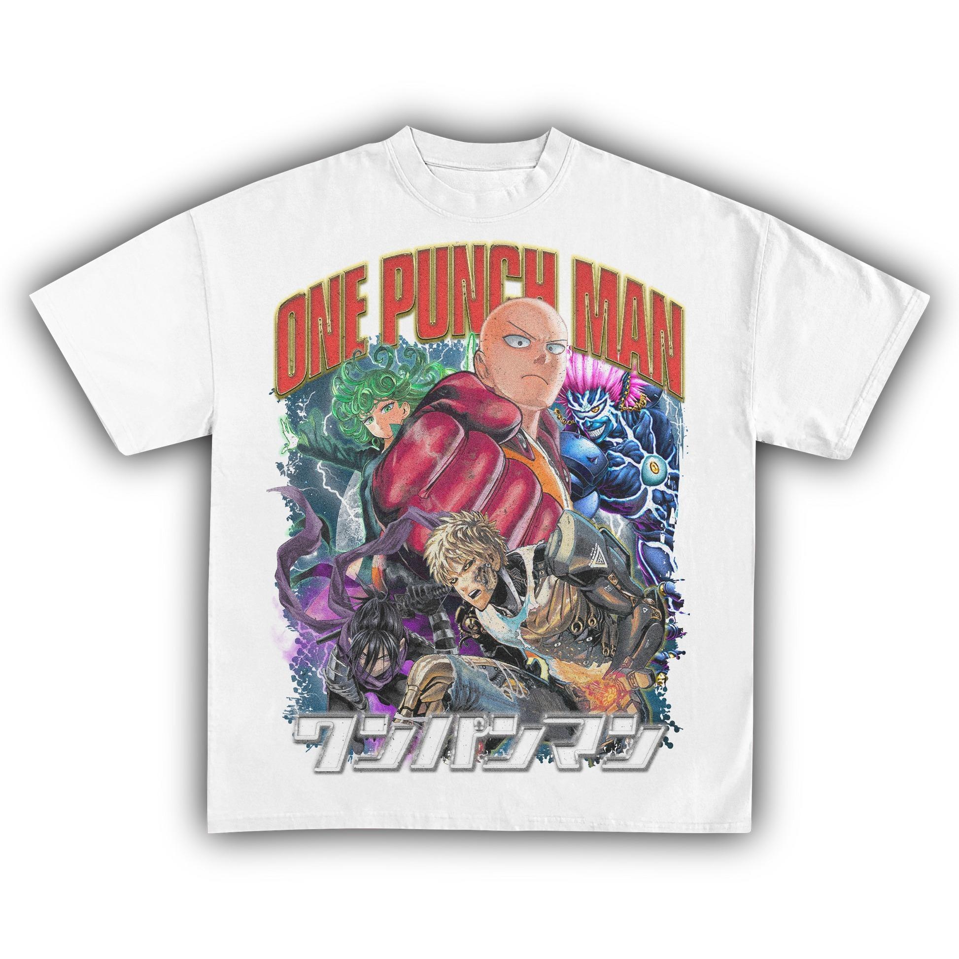 

One Punch Man Saitama & Heroes T-Shirt Men Vintage Anime Graphic Tee Casual Cotton Streetwear S разноцветный