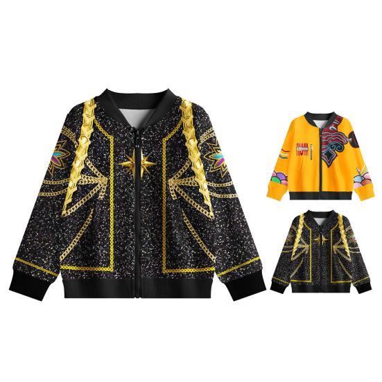 Demon Hunter Cosplay Jacket for Teens Zippered Baseball Jacket Bomber Coat Printed Fall Winter Costume for Role-Play Daily Wear