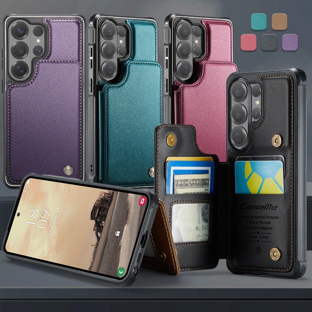 For Samsung Galaxy S26 Ultra 5G Premium Leather Card Case Magnetic Wallet Back Etui Samsung S26 Plus Phone S 26 Pro RFID Cover