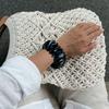 Bohemian Acrylic Bangle Wide Rectangle Elastic Rope Bracelet Irregular Wide Bracelet  Women