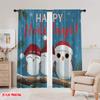 2pcs,2D plane printing Contemporary Curtains Santa Hat Owls_ Snowflakes Durable 100% Polyester Fabric (without rod) All Seasons