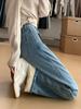 Women's High-Waist Winter Jeans with Fleece Lining - Thickened, Straight Leg, Slimming, Versatile for Pear-Shaped Figures.