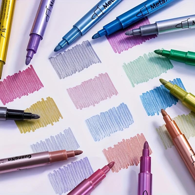 12pcs Metallic Colorful Pens - Golden, Silvery & Bronze for Crafting, Signing & Art Projects Suitable As Gifts,marking Pen