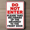 Metal Wall Sign No Entry for Trucks, Delivery To Door Only Sign