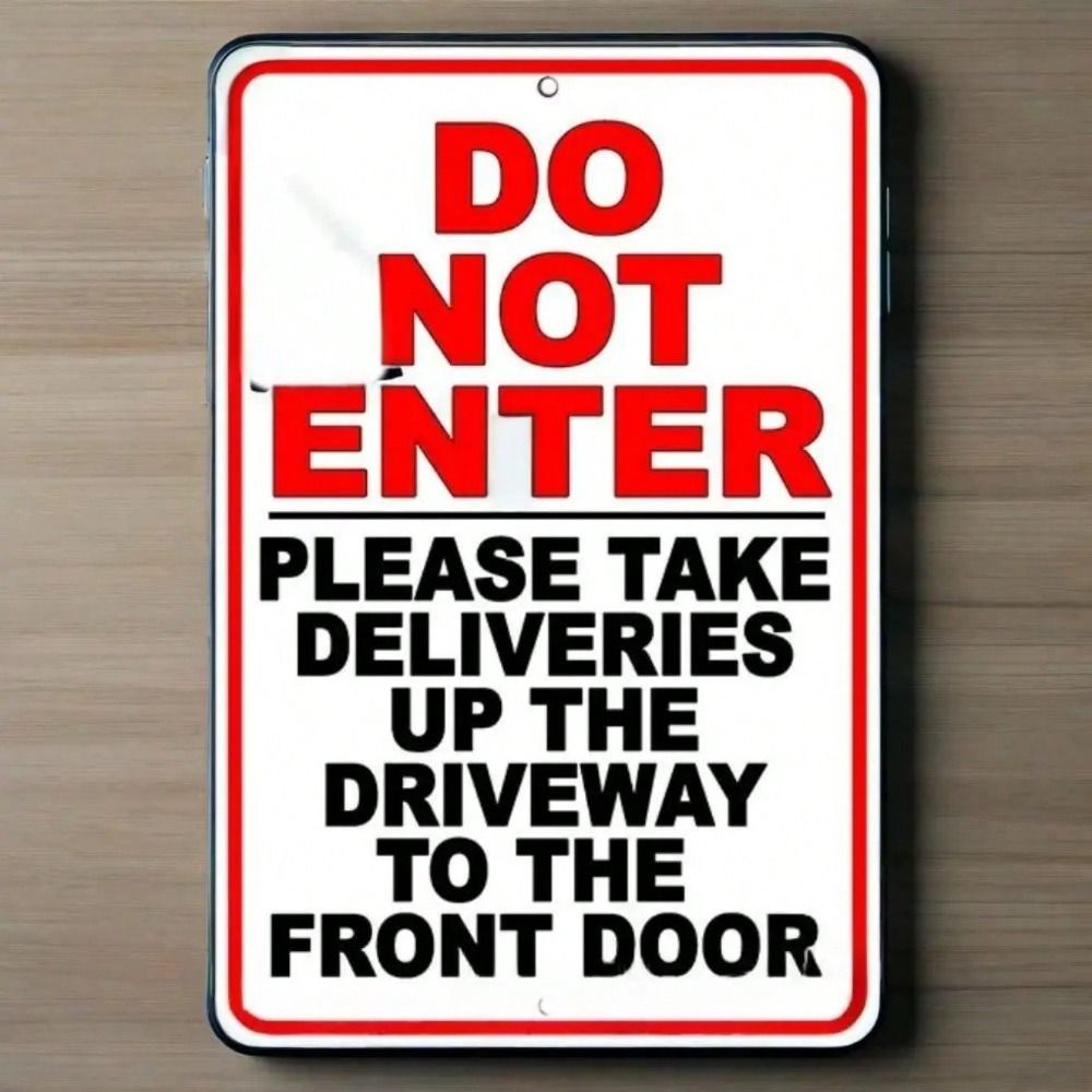 

Metal Wall Sign No Entry for Trucks, Delivery to Door Only Sign