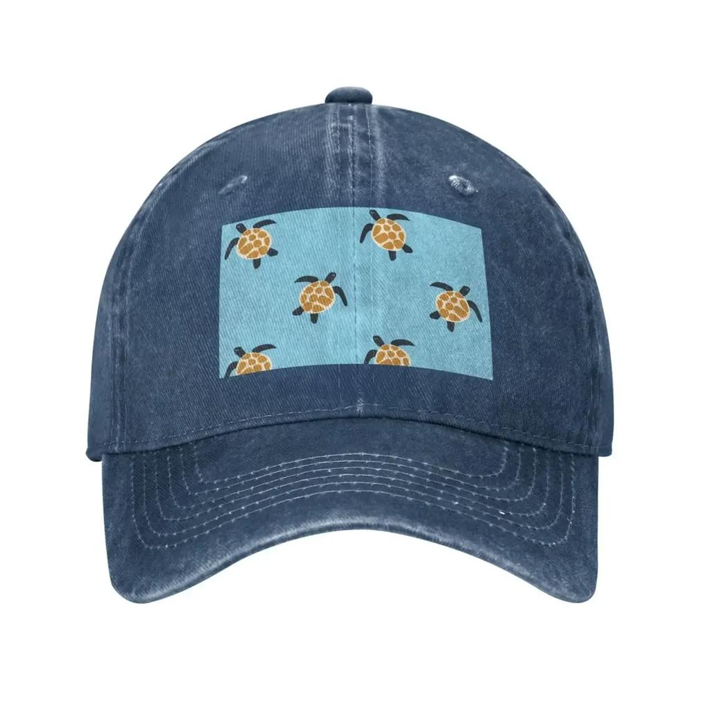 Kreslená želva Vintage kovbojská baseballová čepice Táta kšiltovka Unisex Nastavitelná trucker kšiltovka pro každodenní