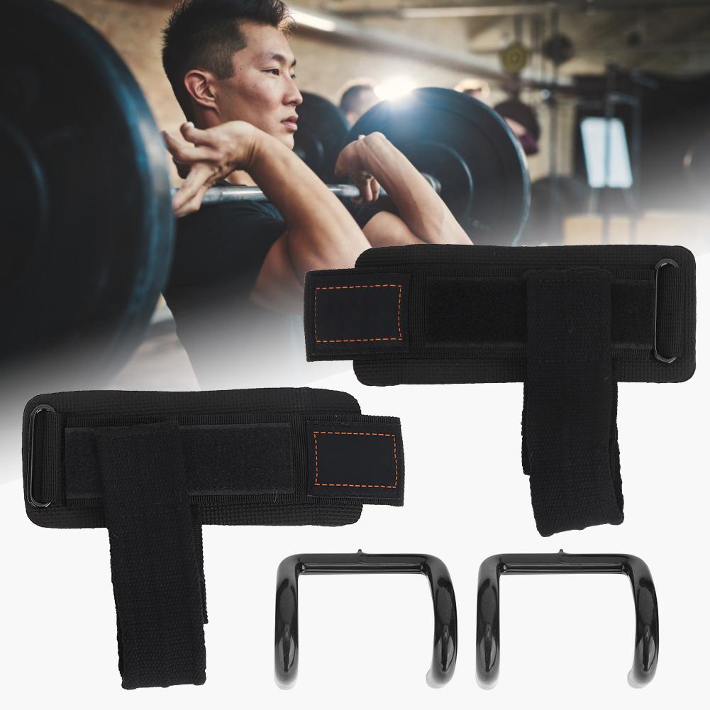 1Pair Workout Wrist Hooks Lifting Pull Up Strap Hooks Weightlifting Non slip Grips Wristband Power Training