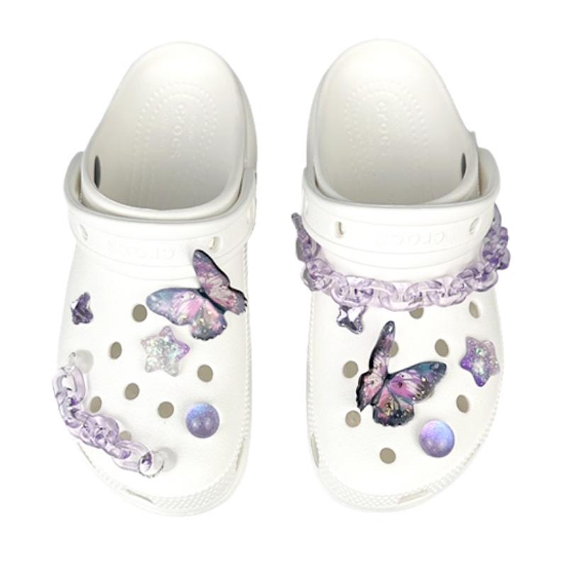 Crocs Classic Platform Clog BNK Purple Galaxy Dreamy Butterfly French Girly Sweet Cool Hole Shoes Women's White