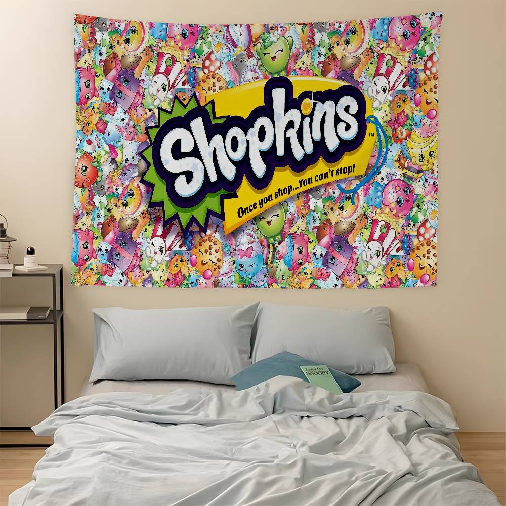 Cute SShopkins Anime Tapestry Wall Hanging Decoration Household Wall Hanging Home Decor